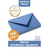 CAN ZARF 100 Adet Marina Mavi Zarf Pantone Yılın Renkleri 140 gr. 13x18 Cm Kendinden Yapışkanlı Zarf Hediye Doğum Günü Dilekleri Düğün Para Davetiye Mektup Kartpostal Zarfı