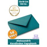 CAN ZARF 50 Adet Aleksandrit Yeşil Zarf Pantone Yılın Renkleri 140 gr. 13x18 Cm Kendinden Yapışkanlı Zarf Hediye Doğum Günü Dilekleri Düğün Para Davetiye Mektup Kartpostal Zarfı