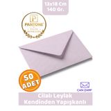 CAN ZARF 50 Adet Cilalı Leylak Rengi Pantone Yılın Renkleri 140 gr. 13x18 Cm Kendinden Yapışkanlı Zarf Hediye Doğum Günü Dilekleri Düğün Para Davetiye Mektup Kartpostal Zarfı