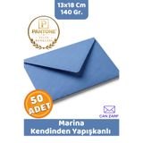 CAN ZARF 50 Adet Marina Rengi Pantone Yılın Renkleri 140 gr. 13x18 Cm Kendinden Yapışkanlı Zarf Hediye Doğum Günü Dilekleri Düğün Para Davetiye Mektup Kartpostal Zarfı