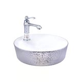 Çanak Lavabo Beyaz Gri Yuvarlak Çanak Lavabo Banyo Seramik Lavabo 43X43 Armatür Hariçtir