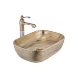 Çanak Lavabo Eskitme Seramik Lavabo Antik Eskitme Banyo Lavabosu 45X32 Batarya Hariçtir