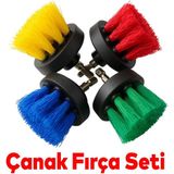 Çanak Tip Renkli Matkap Uyumlu Çok Amaçlı Temizlik 4'lü Fırça Seti Araç, Banyo, Derz, Jant, Fayans - 4 Adet