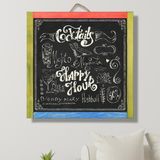 Çanakcı Ahşap Ev Dekorasyon Ahşap Yazı Tahtası Kara Tahta Duvar Süsü Duvar Dekoru 60 x 60 cm - Karışık-Çok Renkli