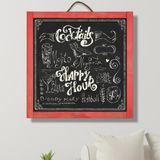 Çanakcı Ahşap Ev Dekorasyon Ahşap Yazı Tahtası Kara Tahta Duvar Süsü Duvar Dekoru 60 x 60 cm - Kırmızı - Renk