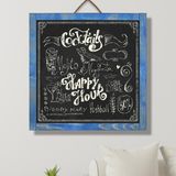 Çanakcı Ahşap Ev Dekorasyon Ahşap Yazı Tahtası Kara Tahta Duvar Süsü Duvar Dekoru 60 x 60 cm - Mavi - Renk