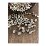 Canan Dizayn 10 mm Ayaklı Gold Taşlı Metalize Düğme(15 Adet)