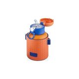 Canarino 680ML Moda Çizgili Deri Kılıf Pipetli Askılı Kilitlenebilir Kapak Çelik Termos Matara (Turuncu) - 680 ml