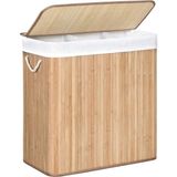 Canarino Çamaşır Sepeti, Çamaşır Toplayıcı, Bambudan Yapılmış, Kulplu Çamaşır Sandığı, 3 Bölme, Klipsli Kapak, 150 L, Katlanabilir, Çamaşır Odası, Yatak Odası, Banyo, Doğal Renk LCB091N01 - Option-1 - 0 Siyah