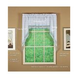 Canarino Curtain Adirondack 2 Tonlu Kroşe Swag 38", Beyaz/mavi, 60W x 38L - Option-1 - 1BW-Beyaz