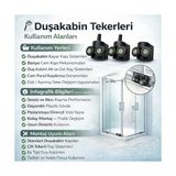Canarino Duşakabin Tekerlek Seti 4 Adet (2 Üst + 2 Alt) 2x2 Sistem Uyumlu Kayar Cam Kapı Ray Tekerleri, Evrensel Yedek Parça, Sessiz ve Akıcı Kayma Performansı, Paslanmaya Dayanıklı - Option-1
