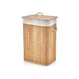 Canarino El Yapımı Hasır Katlanır Çamaşır Sepeti Dikdörtgen 72 Litre (40CM*30CM*61CM), Doğal Malzemeden Üretilmiş Çamaşırlık, Bambu Kirli Çamaşır Sepeti - Option-1 - 0 Siyah