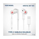 Canarino Kalın Silikon Kablolu Type C Kulaklık Tüm Typec Çıkışlı Cihazlara Uyumlu Tak Çalıştır Tak Kullan Bluetooth Gerekmez Mükemel Ses Bass Tiz Mikrofon Aaa Kalite !!! TC21 Beyaz - Option-1