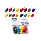 Canarino Kedi Oyuncağı Sesli Fare – Basınca Ses Çıkaran Plastik & Kumaş Oyuncak – Kediler Için Avcılık ve Zeka Oyunu – Karışık Renk – 4’lü Set (1 Paket) - 01-Mavi
