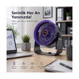 Canarino Masaüstü Vantilatör, Şarjlı Masaüstü Fan, 1200 Mah Batarya, Uzun Kullanım Süresi, 4 Kademeli Ayarlanır Güç Modu, Soğutucu Vantilatör, Sessiz Çalışma, Ergonomik Tasarım, Masaüstü Kullanım - 001-Siyah