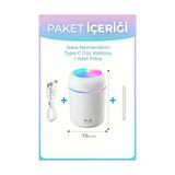 Canarino Mini Hava Nemlendirici 300ML Rgb Işıklı Type-C Buhar Makinesi Sessiz Ortam Nemlendirici Aroma Difüzörü Beyaz