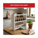 Canarino Pıkas Ahşap 3 Raflı Baharatlık, Tezgah Üstü Çok Amaçlı Mutfak Düzenleyici Raf Organizer - 0,1 kg