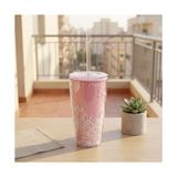 Canarino Pipetli Çift Katmanlı Soğuk Içecek Bardağı – Boncuklu Tasarımlı Kapaklı Pipetli Bardak 20 Cm, Smoothie ve Soğuk Içecekler Için Yeniden Kullanılabilir Bardak - 0 - Siyah - Option-1