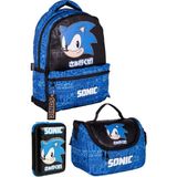 Canarino Sonic Temalı Lisanslı Premium 3'lü Okul Seti Sırt Çantası-Beslenme Çantası-Kalemlik - Option-1 - --