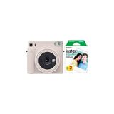 Canarino Sq1 Beyaz Fotoğraf Makinesi +Askı+Pil+20'li Film - Açık Bej