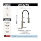 Canarino Theodora Pull Püskürtücülü Mutfak Bataryası, Ticari Mutfak Lavabo Bataryası, Mutfak Lavabo Muslukları, Manyetik Yerleştirme Püskürtme Kafası, Spotshield Paslanmaz 18804Z-SP-DST - Ahşap