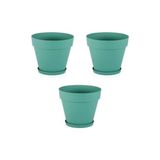 Canarino Yalı Saksı YS02 – 3'lü Set, Yeşil | 1.7 Litre, 160 mm Ağız Çapı | Alt Sulamalı Modern Plastik Saksı