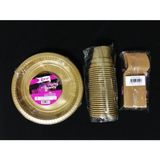 Canbay Hobi Canbayhobi Gold Altın Tabak Bardak Çatal Set Plastik 25 Kişilik TG-869560-1