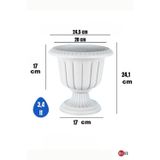 CANBOTANİK Nergis Dekoratif Kırık Beyaz renkli Ayaklı Saksı 3,4 Litre Mini Saksı - Plastik Çiçek Saksısı Salon Saksısı