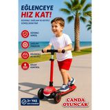 Canda Oyuncak 3 Tekerlekli Işıklı Ayarlanabilir Direksiyonlu Çocuk Scooter - Kırmızı 3+ Yaş , 50 kg Kapasiteli