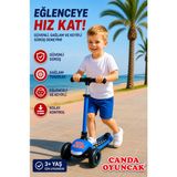 Canda Oyuncak 3 Tekerlekli Işıklı Ayarlanabilir Direksiyonlu Çocuk Scooter - Mavi 3+ Yaş , 50 kg Kapasiteli