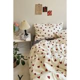 CANDAN ÇEYİZ Tek Kişilik Nevresim Duvet Cover Çarşafsız Pamuklu Yastık Kılıflı Kalpli Nevresim Takımı