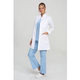 CANDAŞ UNİFORM Grey Red Nakış Detaylı Işleme Gabardin Doktor Öğretmen Laborant Önlük