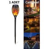 Canderel 1 Adet Alev Efektli Solar Led Güneş Enerjili Bahçe Lambası Aydınlatması Armatür 51 Cm