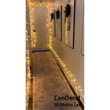 Canderel 30 Metre Fişli Sarı Led Işık Noel Yılbaşı Ağacı Işığı Led Ampül Çam Ağacı Balkon Salon Süsleme