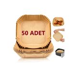 Canderel Airfryer Pişirme Kağıdı Hava Fritözü Kare Model Pişirme Kağıdı Airfryer Yağsız Firitöz 50 Adet
