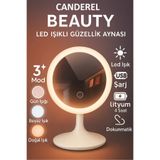 Canderel Dokunmatik Zoomlu Oval Stil Led Işıklı Portatif 3 Modlu Makyaj Aynası Masa Lambası Masa Aynası