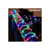 Canderel Hortum Kaplama Rgb Solar Güneş Enerjili 12 Metre 100 Led Şerit Led Aydınlatma Dekorasyon Dış Mekan