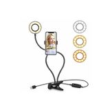 Canderel Led Ring Light Youtuber Stüdyo Işığı Akrobat Selfie Led Masa Lamba 3 Renk Işıklı 2in1 telefon tutucu