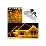 Canderel Solar Perde Led Işık Sarı Gün Işığı 4 Metre 50x60x70 Saçak Gün Işığı 96 Ledli Saçaklı Bahçe Peysaj Balkon Led Aydınlatma