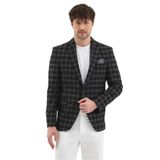 Candido Erkek Siyah Poliviskon Kumaşlı Slim Fit Mono Yaka Spor Blazer Ceket
