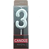 Candle Butedo Pasta Mumu - Gümüş - 3 Rakamı - Renkli - 1 Adet