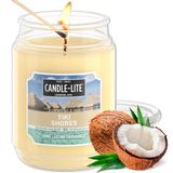 CANDLE-LITE Günlük Kokulu Tiki Shores Kokulu, 18 oz. 110 Saat Yanma Süresine Sahip Tek Fitil Aromaterapi Mum, Kirli Beyaz (Bireysel Kutu)