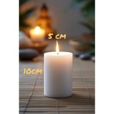 Candle Vase El Işçiliği Hand Made Kütük Silindir Mum Beyaz Renk 5 cm Genişlik 10 cm Uzunluk Kahve Aroması Kokulu - 10 cm Gül