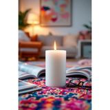 Candle Vase El Işçiliği Hand Made Kütük Silindir Mum Beyaz Renk 5 cm Genişlik 10 cm Uzunluk Vanilya Kokulu - 10 cm Vanilya