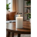 Candle Vase El Işçiliği Hand Made Kütük Silindir Mum Beyaz Renk 5 cm Genişlik 12,5 cm Uzunluk Gül Kokulu - 12,5 cm Gül