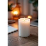 Candle Vase El Işçiliği Hand Made Kütük Silindir Mum Beyaz Renk 5 cm Genişlik 12,5 cm Uzunluk Vanilya Kokulu - 12,5 cm Vanilya