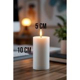 Candle Vase El Işçiliği Hand Made Kütük Silindir Mum Beyaz Renk 5 cm Genişlik 15 cm Uzunluk Gül Kokulu - 15 cm Gül