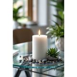 Candle Vase El Işçiliği Hand Made Kütük Silindir Mum Beyaz Renk 5 cm Genişlik 15 cm Uzunluk Vanilya Kokulu - 15 cm Vanilya