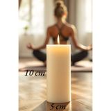 Candle Vase El Işçiliği Hand Made Kütük Silindir Mum Beyaz Renk 5 cm Genişlik 30 cm Uzunluk Gül Kokulu - 30 cm Gül