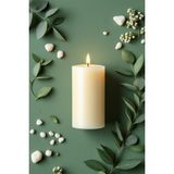 Candle Vase El Işçiliği Hand Made Kütük Silindir Mum Krem Renk 5 cm Genişlik 10 cm Uzunluk Sandal Ağacı Kokulu - 10 cm Sandal Ağacı - Krem - Bej